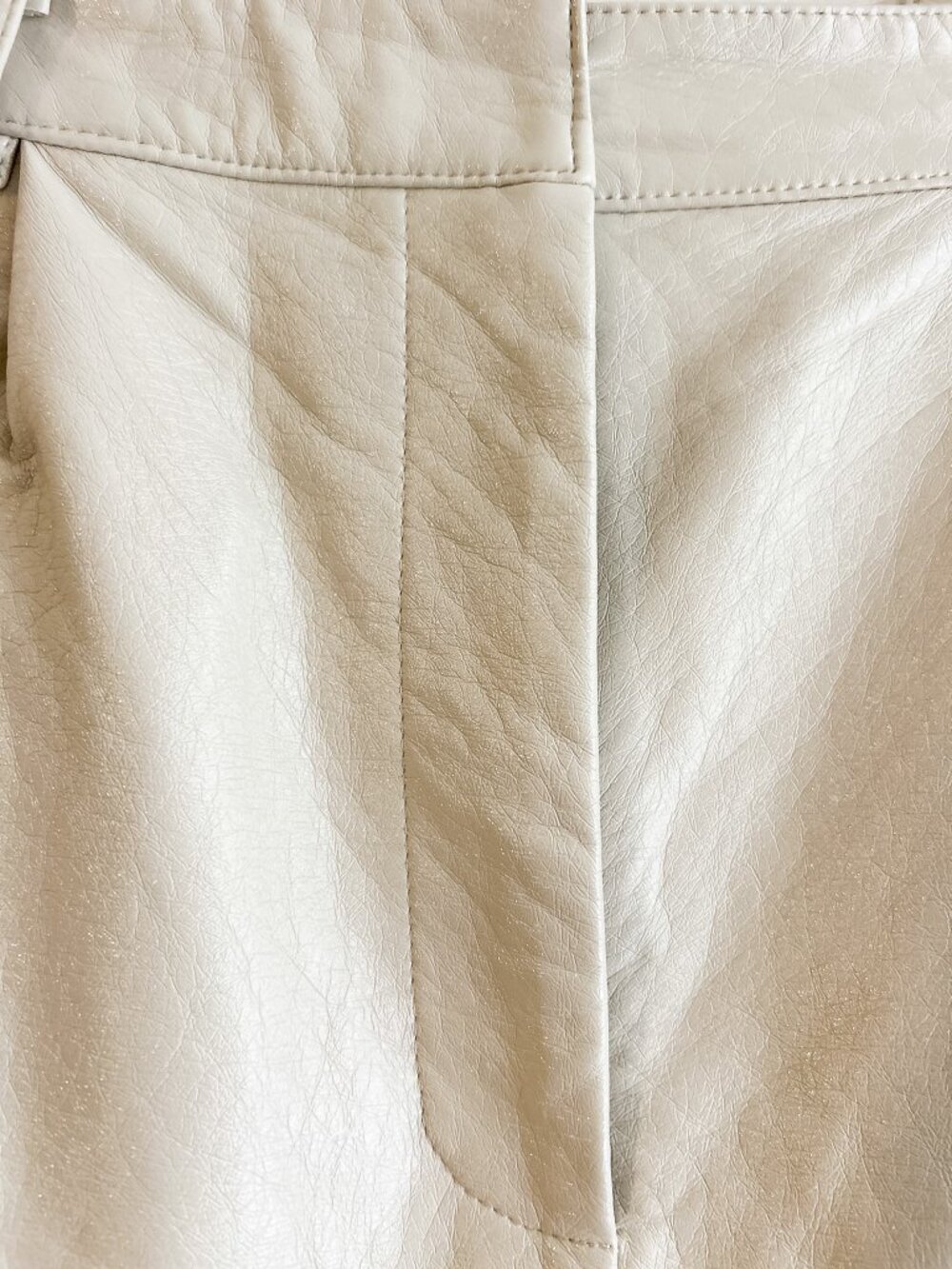 HUTCH Anthropologie Wide Leg Faux High‎ Sheen Leather Pants in Pearl Cream SZ 10 - Picture 8 of 9